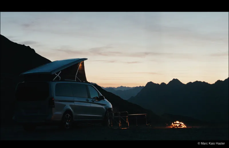 Camp at dusk, Furka Pass, Switzerland, 2025