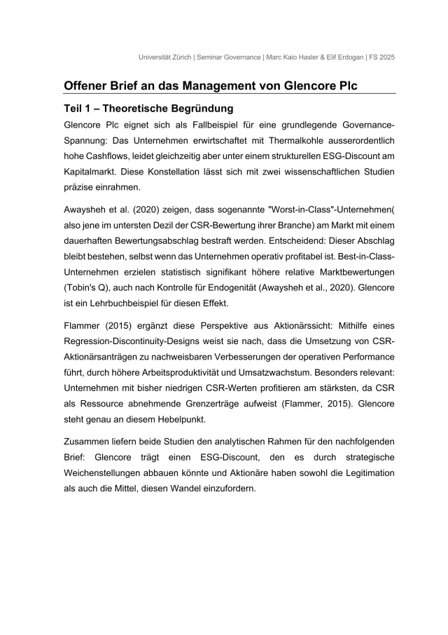 Page 1 of 4, Open letter to the management of Glencore Plc